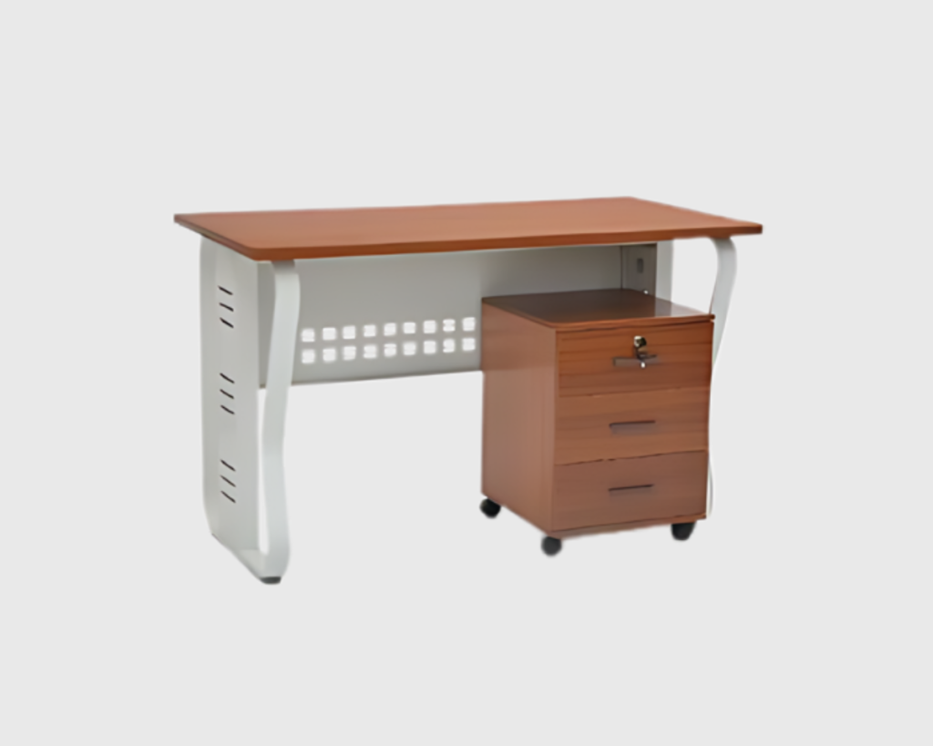 Cherry & White Office Desk – Modern Workstation Table