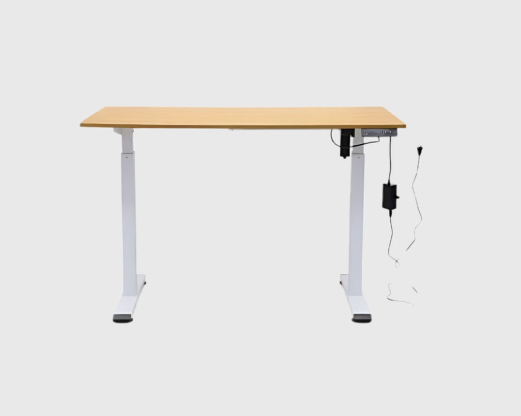 Electric Standing Desk – White Frame & Wooden Top