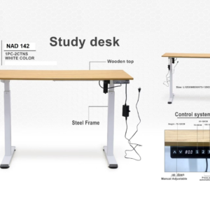 Electric Standing Desk – White Frame & Wooden Top