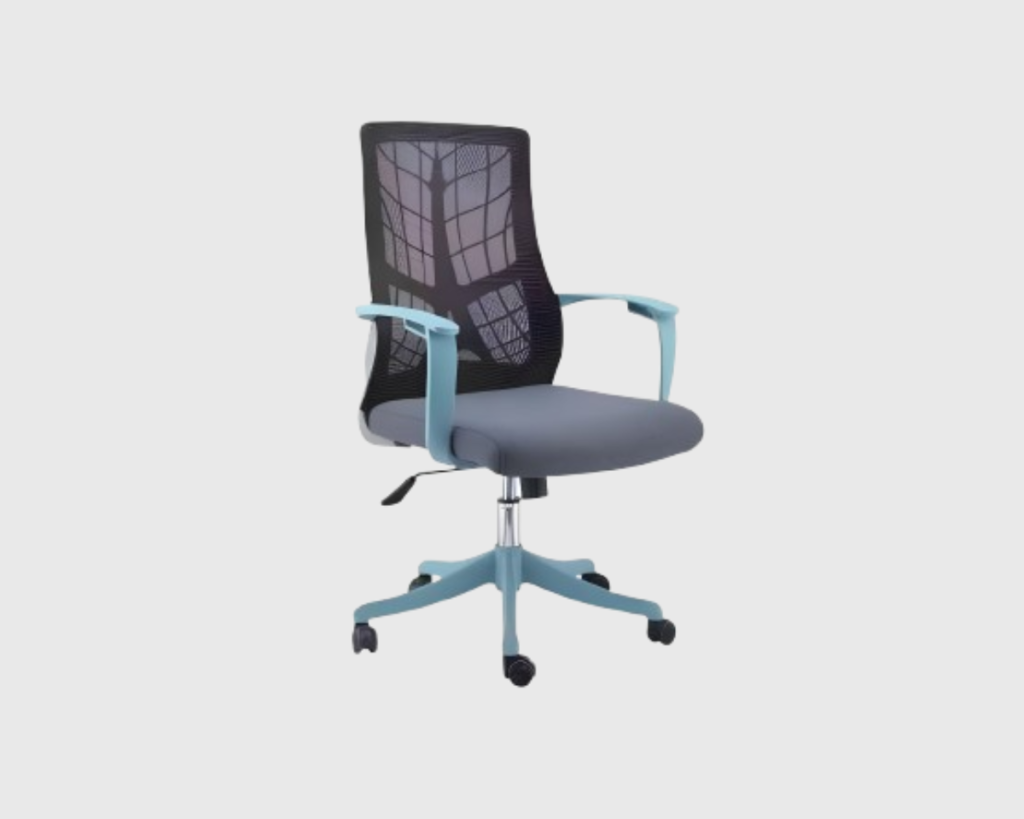 Ergonomic Office Chair with a mesh back, adjustable height, and cushioned seat, available in black and grey.