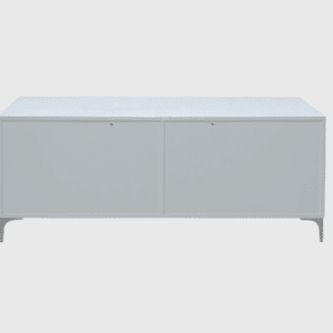White TV Stand with Storage Drawers & Open Shelves