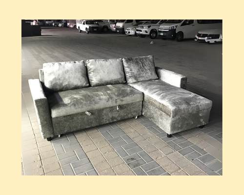 Affordable grey sofa bed with storage drawers in Abu Dhabi