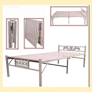 2 Fold Metal Folding Bed Abu Dhabi Silver Steel Frame
