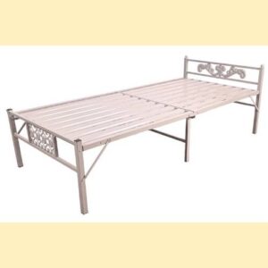 2 Fold Metal Folding Bed – Silver Steel Frame