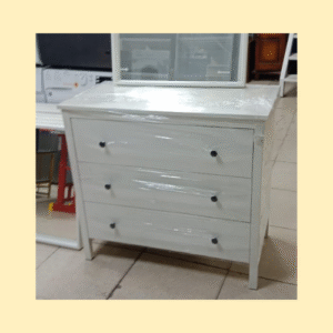 White Wooden Chest of Drawers in Abu Dhabi | Modern 3-Drawer Cabinet for Bedroom & Office