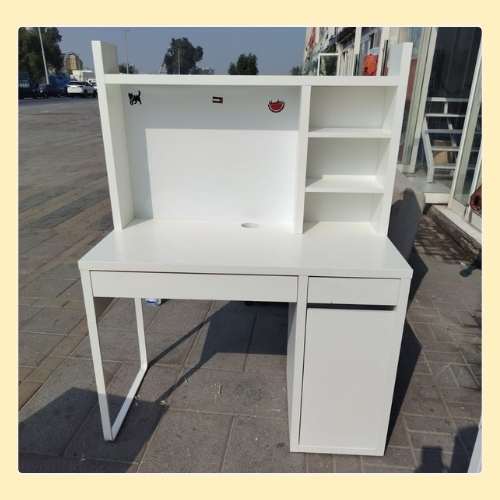 white wooden study table with shelves and cabinet in Abu Dhabi