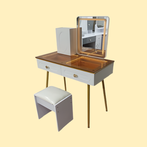 LED Dressing Table in Abu Dhabi with Mirror and Stool – Fairy of Fortune Used Furniture