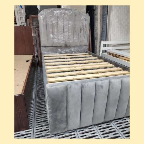 Premium Grey Velvet Bed Frame Used Furniture