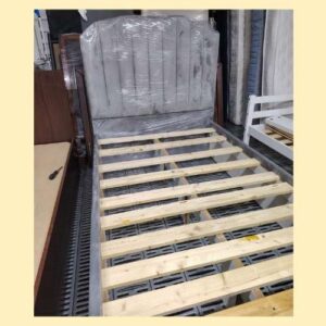 Luxury Grey Velvet Single Bed Frame – Premium Comfort & Modern Style