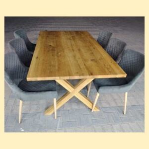 Modern Wooden Dining Table Set with Upholstered Chairs
