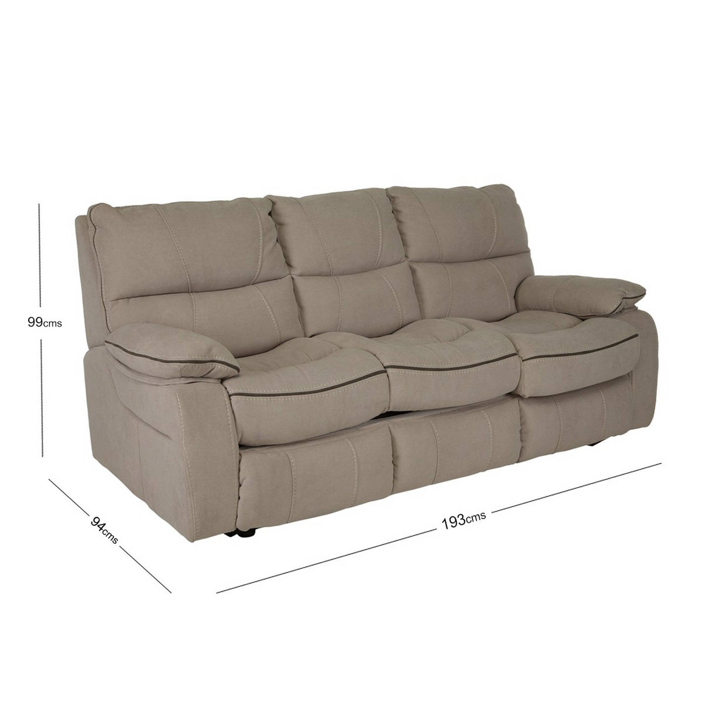 Modern beige plush fabric 3-seater sofa cum bed with extended pull-out mattressv