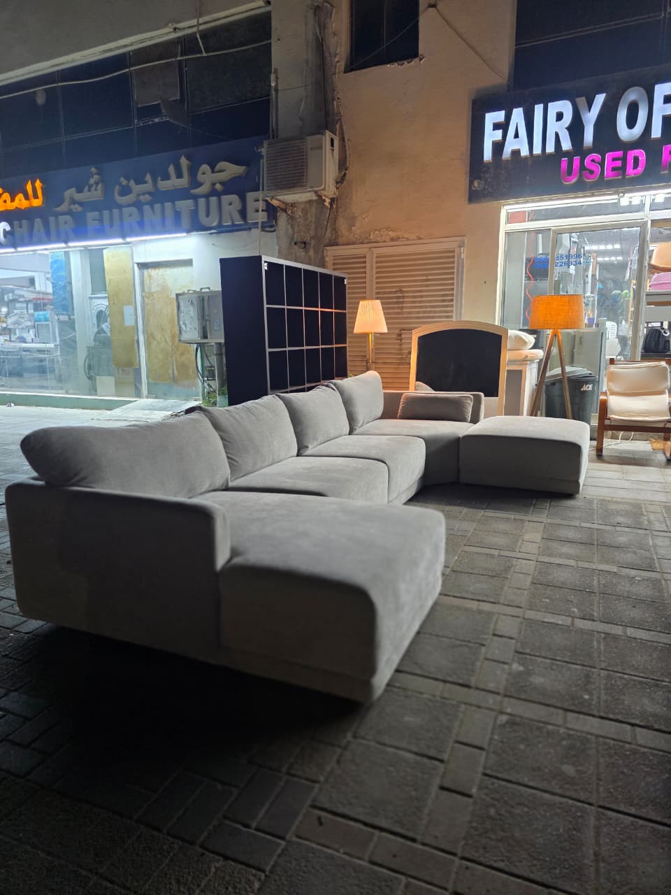 Modern light grey modular L-shape used sofa in Abu Dhabi from Home Centre
